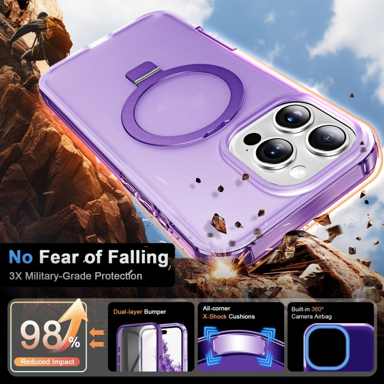 For iPhone 16 Pro Max Frosted Skin Feel MagSafe Holder 360 Full Body Phone Case(Purple) - iPhone 16 Pro Max Cases by PMC Jewellery | Online Shopping South Africa | PMC Jewellery | Buy Now Pay Later Mobicred