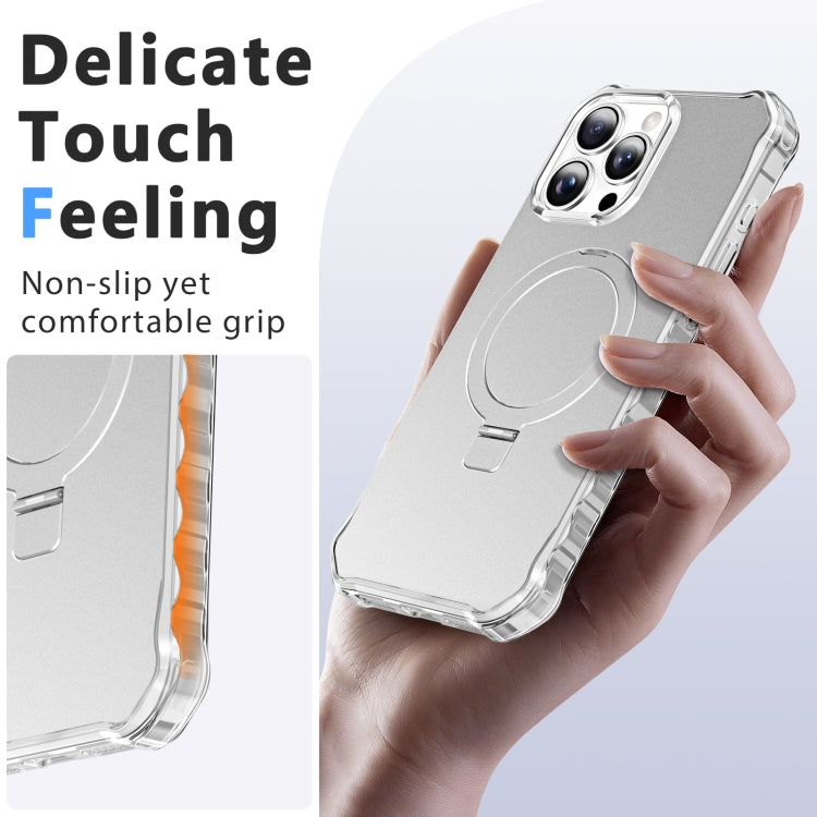 For iPhone 16 Pro Solid Color Wave MagSafe Holder Phone Case(Silver) - iPhone 16 Pro Cases by PMC Jewellery | Online Shopping South Africa | PMC Jewellery | Buy Now Pay Later Mobicred