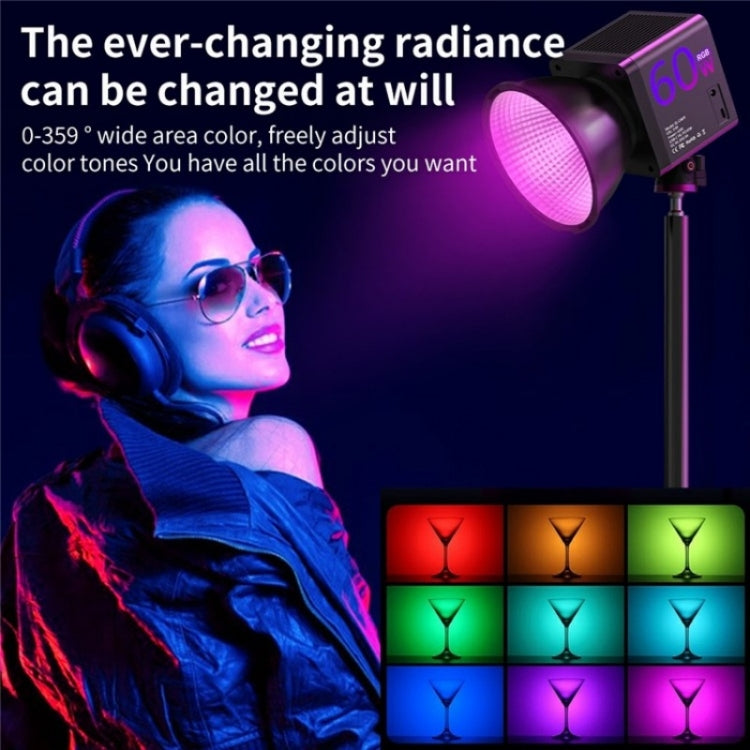 C60R 60W RGB Stage Lamp Professional Video Photography COB Fill Light, Plug:US Plug - Selfie Light by PMC Jewellery | Online Shopping South Africa | PMC Jewellery | Buy Now Pay Later Mobicred