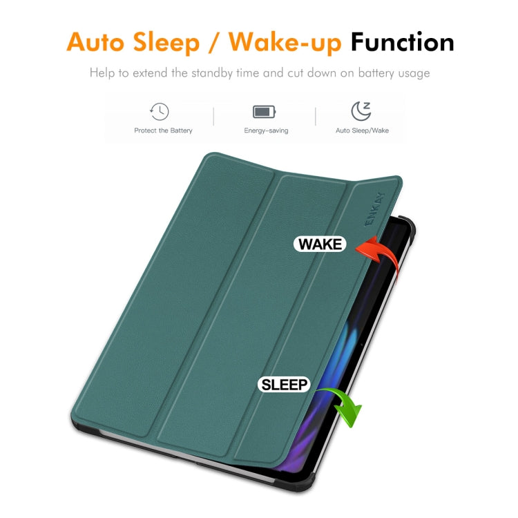 For Xiaomi Pad 7 / 7 Pro 11.2 ENKAY Tri-fold Custer Texture Leather Smart Tablet Case(Dark Green) - free shipping - PMc TechLife - Order now!
