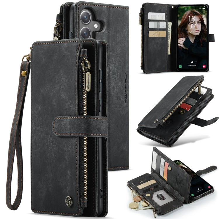 For Samsung Galaxy S24 FE 5G CaseMe C30 Card Slots Zipper Wallet Leather Phone Case(Black) - Galaxy S24 FE 5G Cases by CaseMe | Online Shopping South Africa | PMC Jewellery | Buy Now Pay Later Mobicred