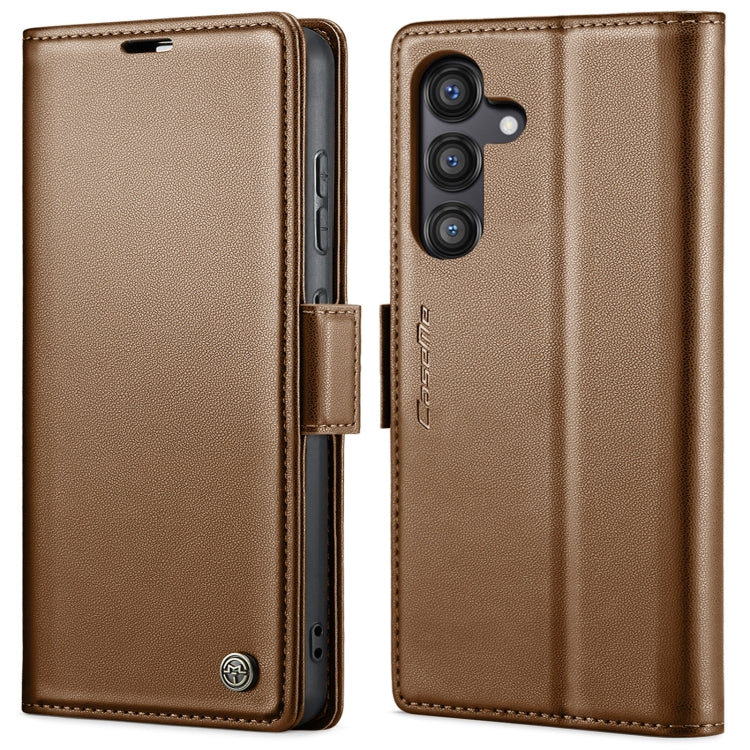 For Samsung Galaxy S24 FE 5G CaseMe 023 Butterfly Buckle Litchi Texture RFID Anti-theft Leather Phone Case(Brown) - Galaxy S24 FE 5G Cases by CaseMe | Online Shopping South Africa | PMC Jewellery | Buy Now Pay Later Mobicred