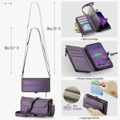 For Samsung Galaxy S24 FE 5G CaseMe C36 Card Slots Zipper Wallet RFID Anti-theft Leather Phone Case(Purple) - Galaxy S24 FE 5G Cases by CaseMe | Online Shopping South Africa | PMC Jewellery | Buy Now Pay Later Mobicred