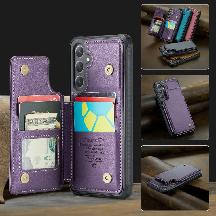 For Samsung Galaxy S24 FE 5G CaseMe C22 Card Slots Holder RFID Anti-theft Phone Case(Purple) - Galaxy S24 FE 5G Cases by CaseMe | Online Shopping South Africa | PMC Jewellery | Buy Now Pay Later Mobicred