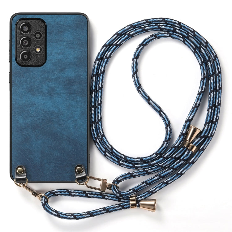 For Samsung Galaxy S25 Ultra 5G Vintage Leather PC Back Cover Phone Case with Crossbody Strap(Blue) - Galaxy S25 Ultra 5G Cases by PMC Jewellery | Online Shopping South Africa | PMC Jewellery | Buy Now Pay Later Mobicred