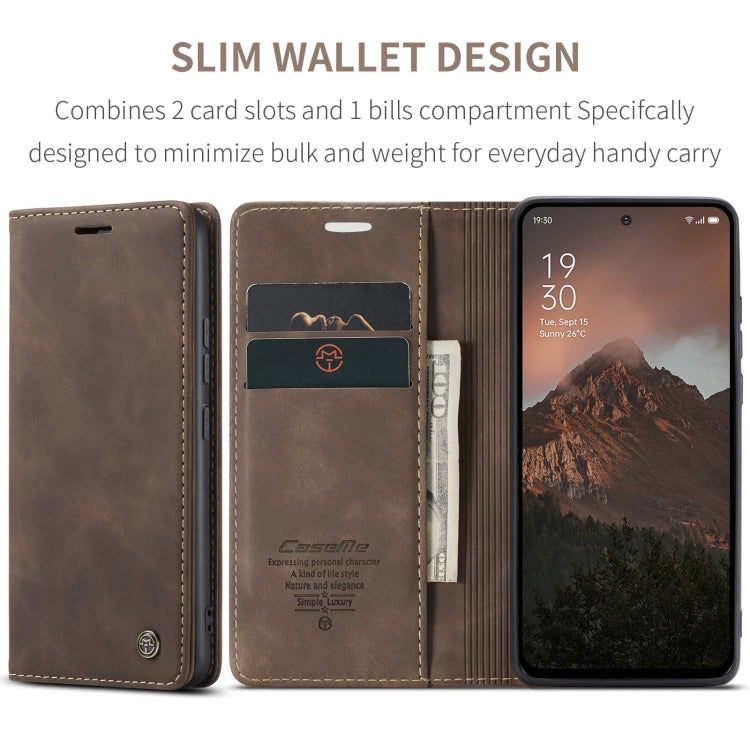 For OPPO Reno12 F /12 FS 5G CaseMe 013 Multifunctional Horizontal Flip Leather Phone Case(Coffee) - Reno12 F Cases by CaseMe | Online Shopping South Africa | PMC Jewellery | Buy Now Pay Later Mobicred