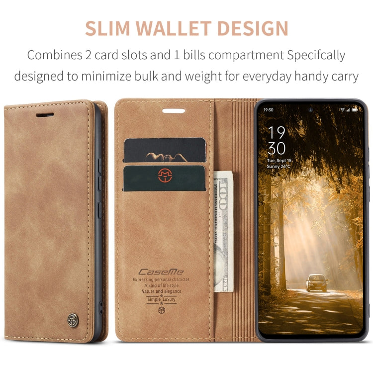 For OPPO Reno12 F /12 FS 5G CaseMe 013 Multifunctional Horizontal Flip Leather Phone Case(Brown) - Reno12 F Cases by CaseMe | Online Shopping South Africa | PMC Jewellery | Buy Now Pay Later Mobicred