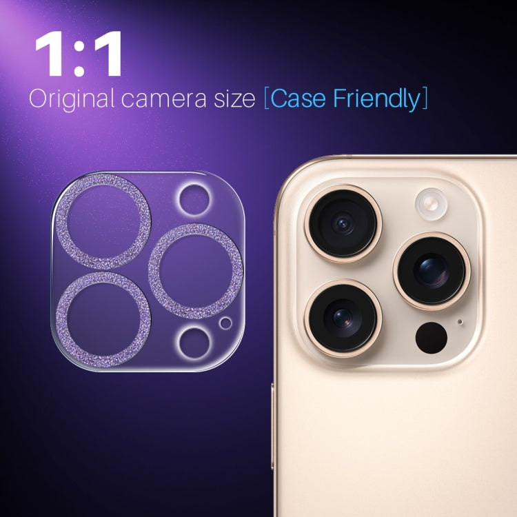 For iPhone 16 Pro / 16 Pro Max NORTHJO Camera Lens Protector Glitter Ring 3D Tempered Glass Film(Purple) - iPhone 16 Pro Max Tempered Glass by NORTHJO | Online Shopping South Africa | PMC Jewellery | Buy Now Pay Later Mobicred