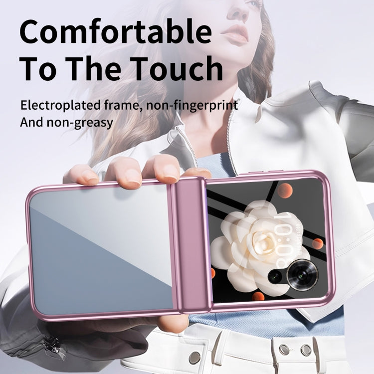 For Honor Magic V Flip Plating Transparent Folding Hinged Phone Case(Pink) - Honor Cases by PMC TechLife | Online Shopping South Africa | PMC TechLife | Buy Now Pay Later Mobicred