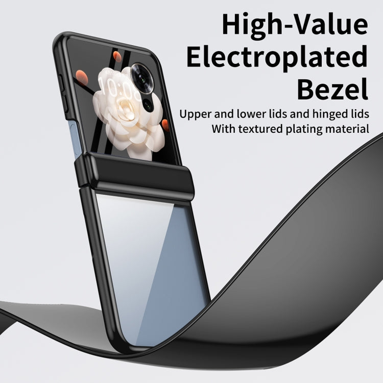 For Honor Magic V Flip Plating Transparent Folding Hinged Phone Case(Black) - Honor Cases by PMC TechLife | Online Shopping South Africa | PMC TechLife | Buy Now Pay Later Mobicred