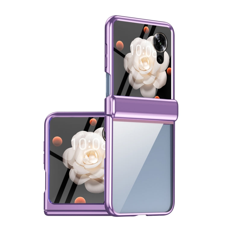 For Honor Magic V Flip Plating Transparent Folding Hinged Phone Case(Purple) - Honor Cases by PMC TechLife | Online Shopping South Africa | PMC TechLife | Buy Now Pay Later Mobicred