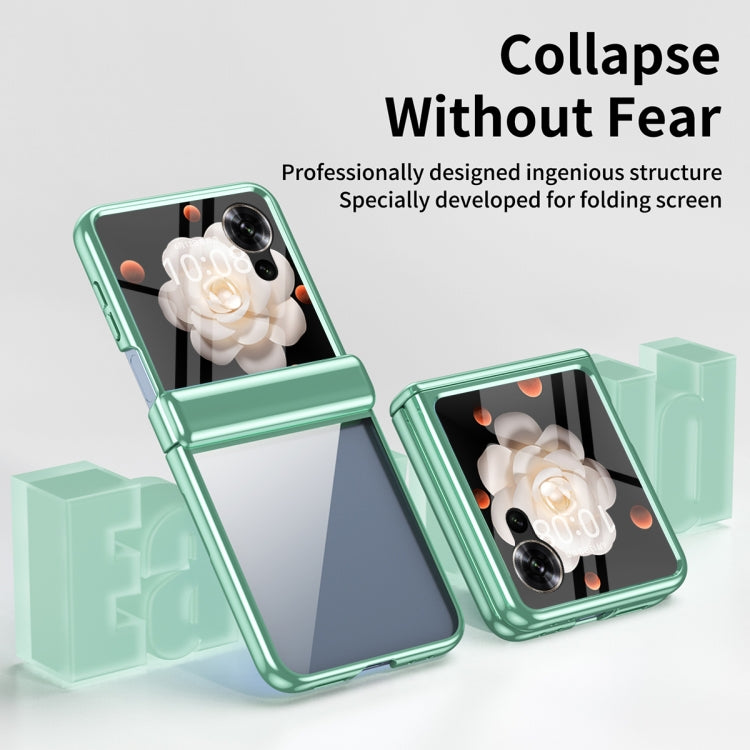 For Honor Magic V Flip Plating Transparent Folding Hinged Phone Case(Green) - Honor Cases by PMC TechLife | Online Shopping South Africa | PMC TechLife | Buy Now Pay Later Mobicred