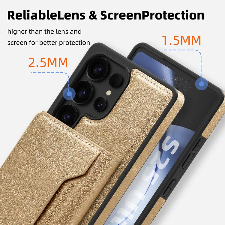 For Samsung Galaxy S25+ 5G Shield Multi-functional MagSafe Card Bag Phone Case(Desert Gold) - Galaxy S25+ 5G Cases by PMC Jewellery | Online Shopping South Africa | PMC Jewellery | Buy Now Pay Later Mobicred