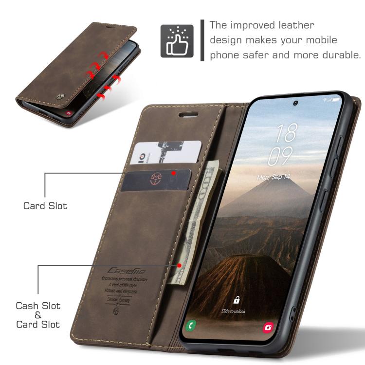 For Samsung Galaxy S25 5G CaseMe 013 Multifunctional Horizontal Flip Leather Phone Case(Coffee) - Galaxy S25 5G Cases by CaseMe | Online Shopping South Africa | PMC Jewellery | Buy Now Pay Later Mobicred