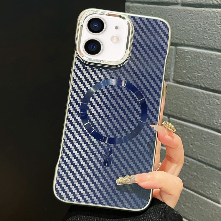 For iPhone 12 AG Carbon Fiber Frameless MagSafe Phone Case(Blue) - iPhone 12 / 12 Pro Cases by PMc TechLife | Online Shopping South Africa | PMc TechLife | Buy Now Pay Later Mobicred