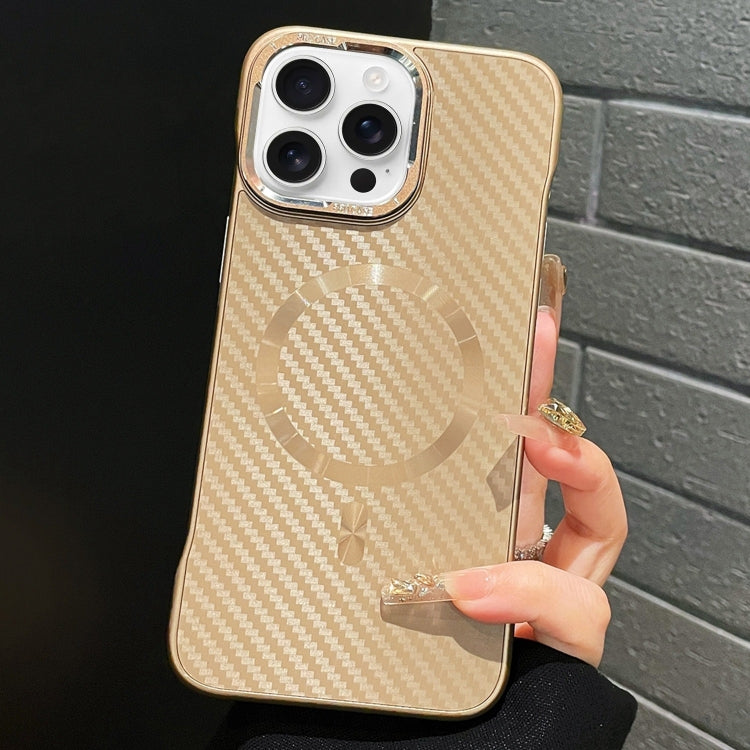 For iPhone 16 Pro AG Carbon Fiber Frameless MagSafe Phone Case(Gold) - iPhone 16 Pro Cases by PMc TechLife | Online Shopping South Africa | PMc TechLife | Buy Now Pay Later Mobicred
