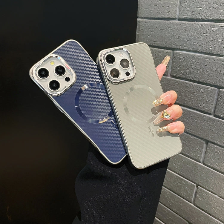 For iPhone 14 Pro Max AG Carbon Fiber Frameless MagSafe Phone Case(Blue) - iPhone 14 Pro Max Cases by PMc TechLife | Online Shopping South Africa | PMc TechLife | Buy Now Pay Later Mobicred