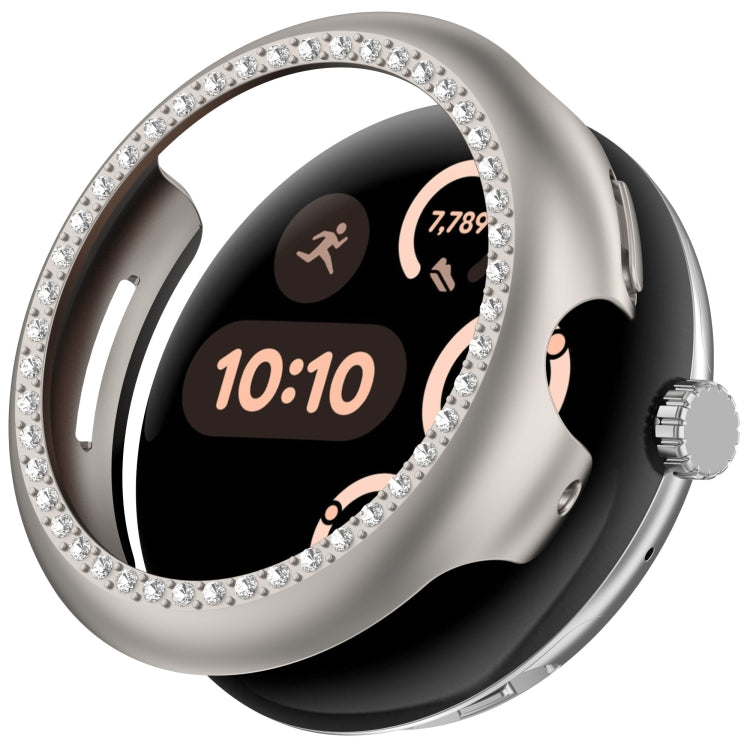For Google Pixel Watch Diamond Electroplated PC Half Coverage Watch Protective Case(Starlight) - Watch Cases by PMC TechLife | Online Shopping South Africa | PMC TechLife | Buy Now Pay Later Mobicred