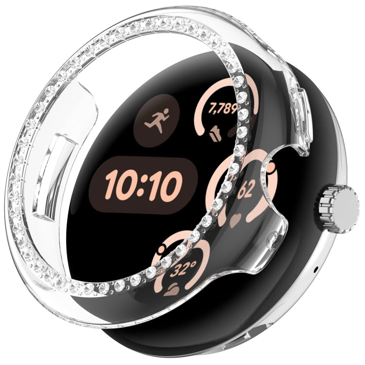 For Google Pixel Watch Diamond Electroplated PC Half Coverage Watch Protective Case(Transparent Color) - Watch Cases by PMC TechLife | Online Shopping South Africa | PMC TechLife | Buy Now Pay Later Mobicred