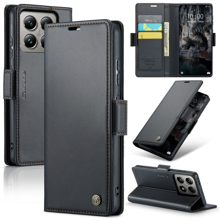 For Xiaomi 14T Pro CaseMe 023 Butterfly Buckle Litchi Texture RFID Anti-theft Leather Phone Case(Black) - 14T Pro Cases by CaseMe | Online Shopping South Africa | PMC Jewellery | Buy Now Pay Later Mobicred