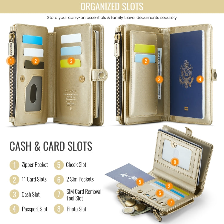 CaseMe-Me60 Multi-functional Anti-theft Swipe Passport Wallet(Gold) -  by CaseMe | Online Shopping South Africa | PMC Jewellery | Buy Now Pay Later Mobicred