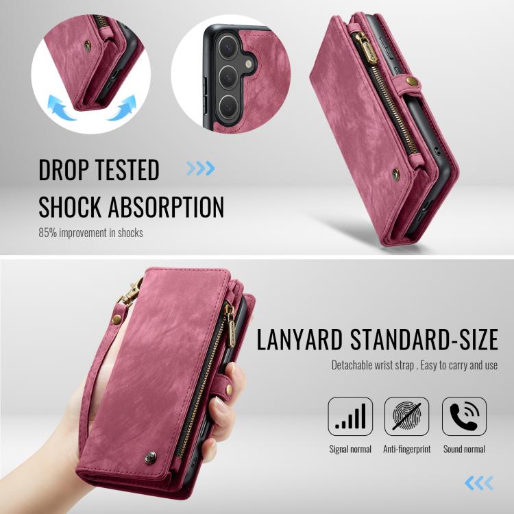 For Samsung Galaxy S25+ 5G CaseMe 008 Detachable Multifunctional Leather Phone Case(Wine Red) - Galaxy S25+ 5G Cases by CaseMe | Online Shopping South Africa | PMC Jewellery | Buy Now Pay Later Mobicred