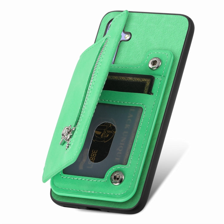 For Nothing Phone 2a Retro MagSafe Zipper Wallet Card Bag Back Phone Case(Green) - More Brand by PMC TechLife | Online Shopping South Africa | PMC TechLife | Buy Now Pay Later Mobicred