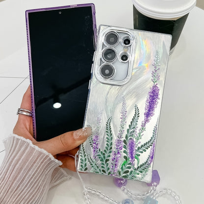 For Samsung Galaxy S25 Ultra 5G Electroplating Flowers Plants Texture Wristband TPU Phone Case(Purple Flowers FL1) - Galaxy S25 Ultra 5G Cases by PMC Jewellery | Online Shopping South Africa | PMC Jewellery | Buy Now Pay Later Mobicred