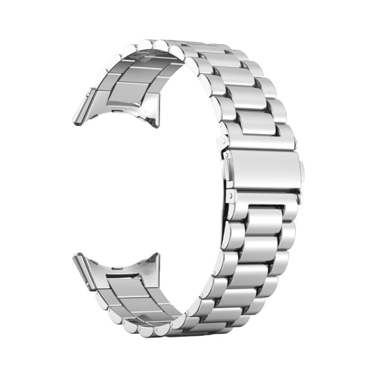For Google Pixel Watch 3 45mm Three Beads Stainless Steel Folding Buckle Integrated Watch Band(Silver) - free shipping - PMC TechLife - Order now!