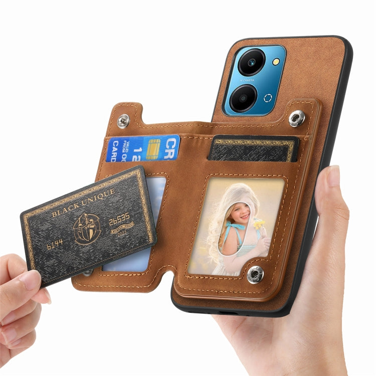 For Honor X8b Retro MagSafe Zipper Wallet Card Bag Back Phone Case(Brown) - Honor Cases by PMC TechLife | Online Shopping South Africa | PMC TechLife | Buy Now Pay Later Mobicred