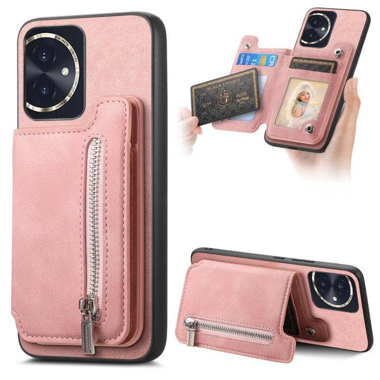 For Honor 100 Retro MagSafe Zipper Wallet Card Bag Back Phone Case(Pink) - free shipping - PMC TechLife - Order now!