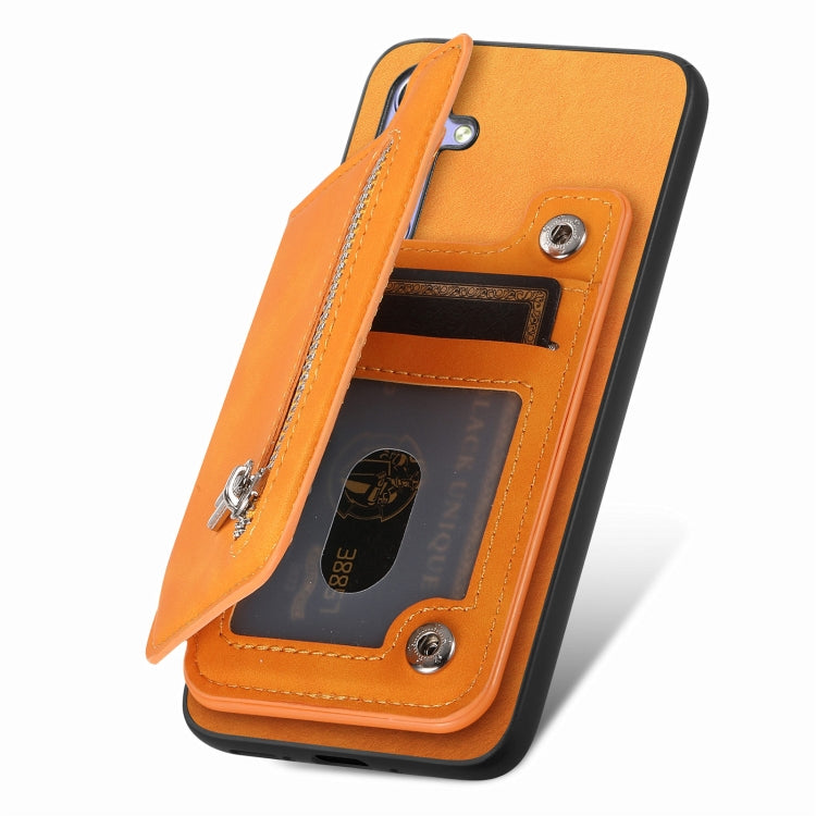 For Honor 90 Retro MagSafe Zipper Wallet Card Bag Back Phone Case(Yellow) - free shipping - PMC TechLife - Order now!