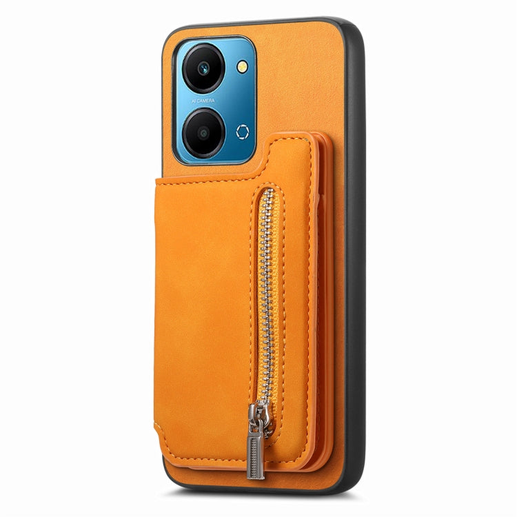 For Honor X50i Retro MagSafe Zipper Wallet Card Bag Back Phone Case(Yellow) - Honor Cases by PMC TechLife | Online Shopping South Africa | PMC TechLife | Buy Now Pay Later Mobicred