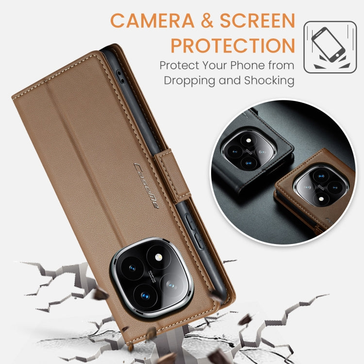 For Redmi Note 14 Pro 5G CaseMe 023 Butterfly Buckle Litchi Texture RFID Anti-theft Leather Phone Case(Brown) - Note 14 Pro Cases by CaseMe | Online Shopping South Africa | PMC Jewellery | Buy Now Pay Later Mobicred