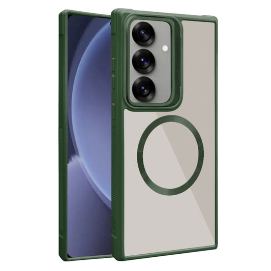 For Samsung Galaxy S25 5G Plated CD Texture MagSafe Acrylic Hybrid TPU Phone Case(Green) - Galaxy S25 5G Cases by PMC Jewellery | Online Shopping South Africa | PMC Jewellery | Buy Now Pay Later Mobicred