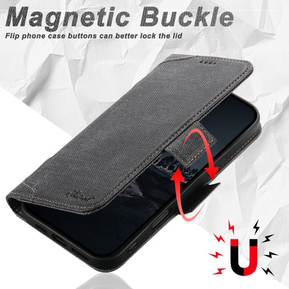 For iPhone 16 Pro Suteni J07 Multi-functional Horizontal MagSafe Denim Leather Phone Case(Black) - iPhone 16 Pro Cases by Suteni | Online Shopping South Africa | PMC Jewellery | Buy Now Pay Later Mobicred