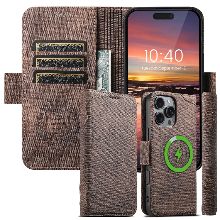 For iPhone 16 Suteni J07 Multi-functional Horizontal MagSafe Denim Leather Phone Case(Black) - iPhone 16 Cases by Suteni | Online Shopping South Africa | PMC Jewellery | Buy Now Pay Later Mobicred