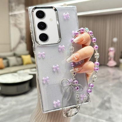 For Samsung Galaxy S25+ 5G Little Fresh Bow Bracelet Chain TPU Phone Case(Purple) - Galaxy S25+ 5G Cases by PMC Jewellery | Online Shopping South Africa | PMC Jewellery | Buy Now Pay Later Mobicred