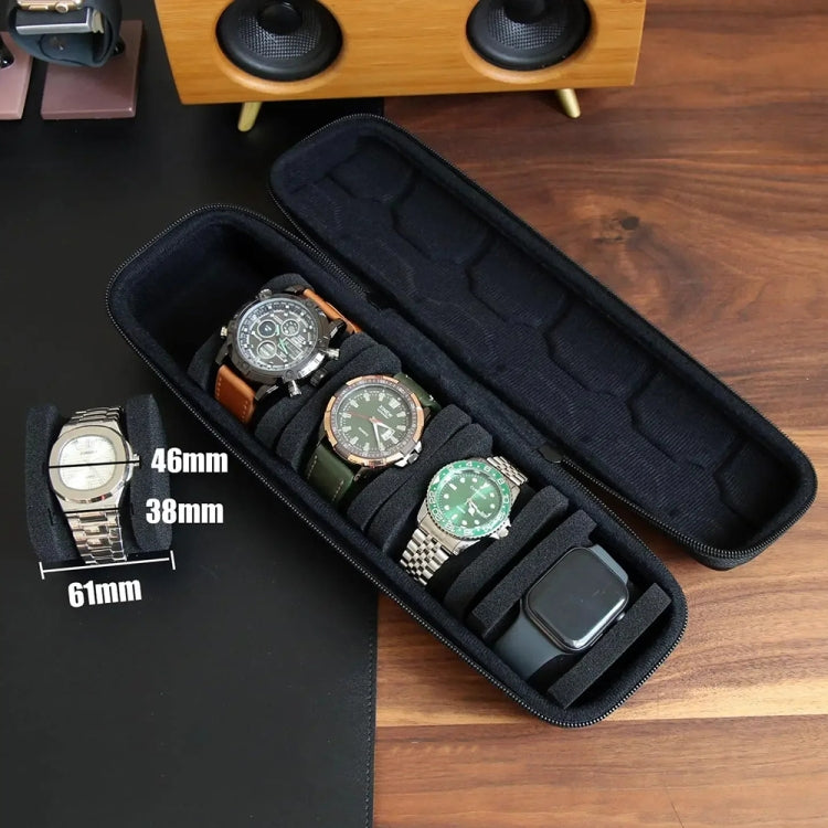 Portable 5 Watch Position Zipper Display Storage Box Hard Case - free shipping - PMC TechLife - Order now!