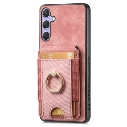 For Samsung Galaxy S25+ 5G Retro Splitable Magnetic Stand Card Bag Leather Phone Case(Pink) - Galaxy S25+ 5G Cases by PMC Jewellery | Online Shopping South Africa | PMC Jewellery | Buy Now Pay Later Mobicred