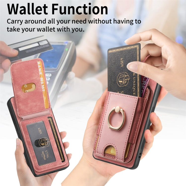 For Samsung Galaxy S25+ 5G Retro Splitable Magnetic Stand Card Bag Leather Phone Case(Pink) - Galaxy S25+ 5G Cases by PMC Jewellery | Online Shopping South Africa | PMC Jewellery | Buy Now Pay Later Mobicred