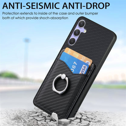 For Samsung Galaxy S25 5G Carbon Fiber Card Wallet Ring Phone Case(Black) - Galaxy S25 5G Cases by PMC Jewellery | Online Shopping South Africa | PMC Jewellery | Buy Now Pay Later Mobicred