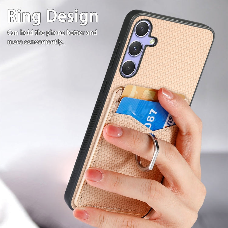 For Samsung Galaxy S25+ 5G Carbon Fiber Card Wallet Ring Phone Case(Blue) - Galaxy S25+ 5G Cases by PMC Jewellery | Online Shopping South Africa | PMC Jewellery | Buy Now Pay Later Mobicred