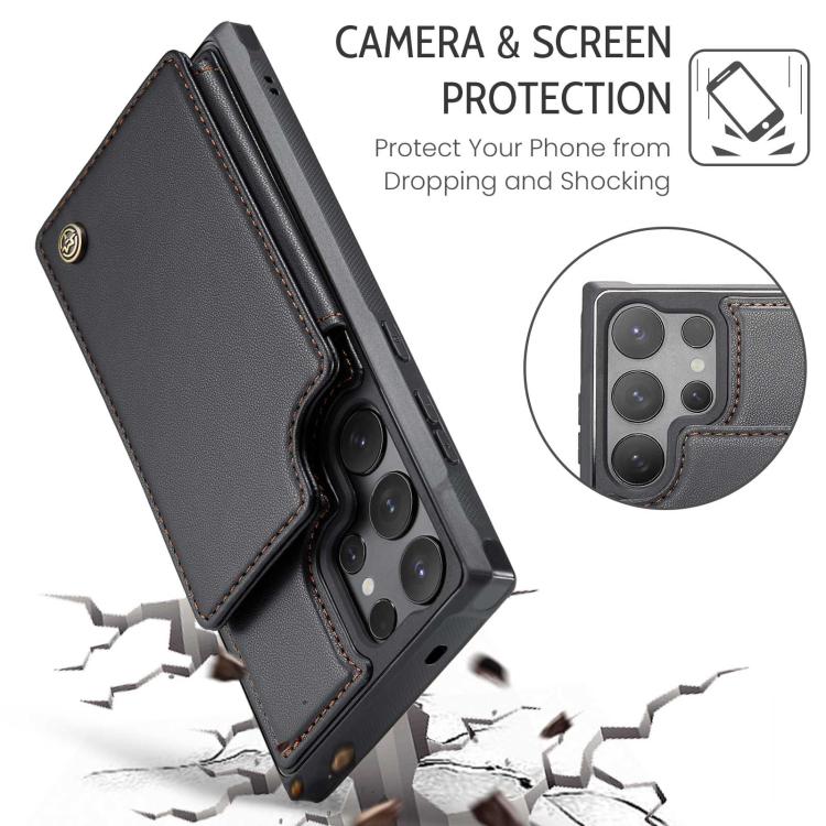 For Samsung Galaxy S25 Ultra 5G CaseMe C22 Card Slots Holder RFID Anti-theft Phone Case(Black) - Galaxy S25 Ultra 5G Cases by CaseMe | Online Shopping South Africa | PMC Jewellery | Buy Now Pay Later Mobicred