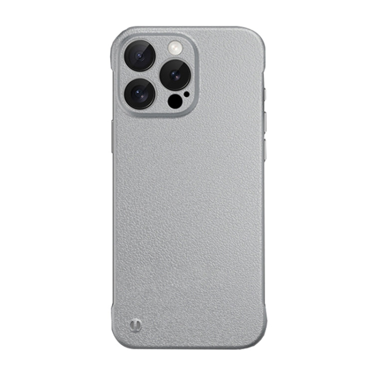 For iPhone 16 Pro Frameless Litchi Texture PC Phone Case(Titanium Silver) - iPhone 16 Pro Cases by PMc TechLife | Online Shopping South Africa | PMc TechLife | Buy Now Pay Later Mobicred