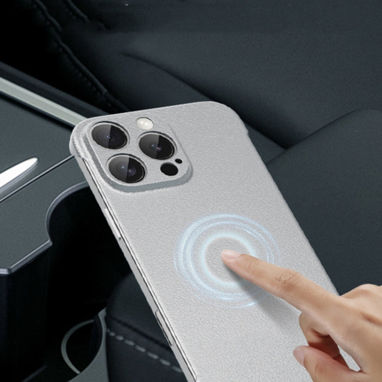 For iPhone 14 Pro Max Frameless Litchi Texture PC Phone Case(Titanium Silver) - iPhone 14 Pro Max Cases by PMc TechLife | Online Shopping South Africa | PMc TechLife | Buy Now Pay Later Mobicred