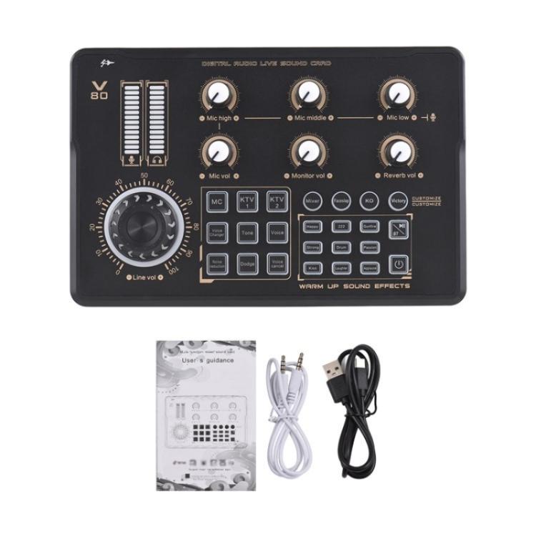 V80 For Mobile Phone Computer Portable Live Streaming Karaoke Sound Card Mixer - Live Sound Effects Processors by PMC TechLife | Online Shopping South Africa | PMC TechLife | Buy Now Pay Later Mobicred