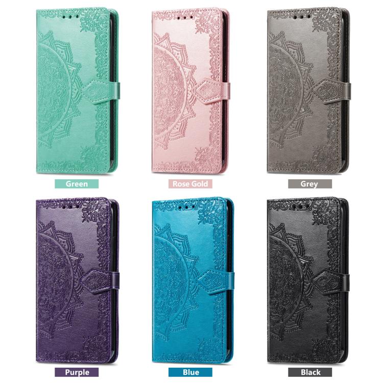 For iPhone 16e Mandala Flower Embossed Leather Phone Case(Green) - iPhone 16e Cases by PMC TechLife | Online Shopping South Africa | PMC TechLife | Buy Now Pay Later Mobicred