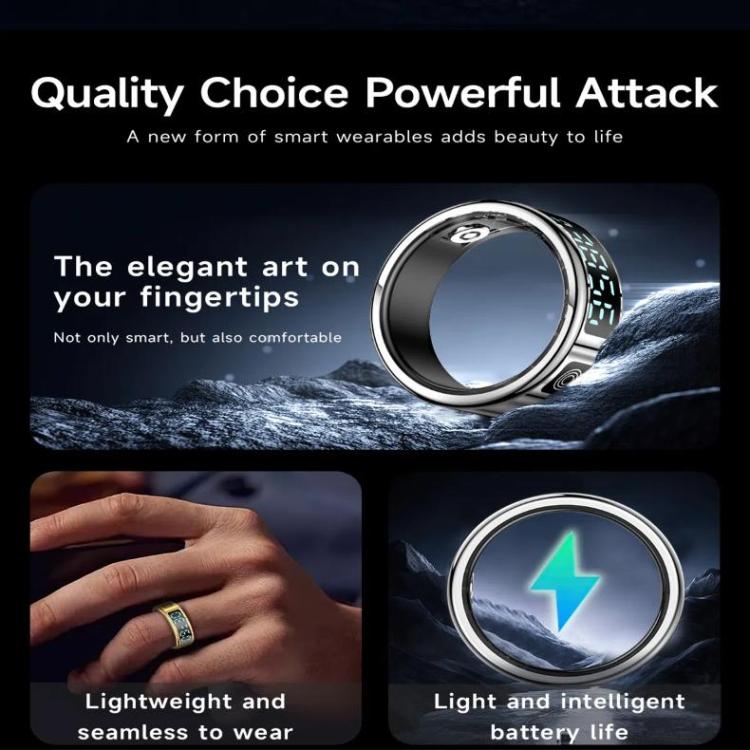 SR08 SIZE 12 Smart Ring, Support Hand Gestures Control / Health Monitoring / Multiple Sports Modes(Silver) - free shipping - PMc TechLife - Order now!