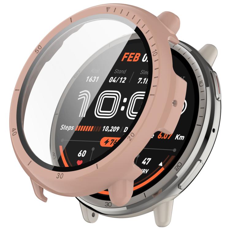 For Amazfit Active 2 A2437 Tempered Film Integrated PC Watch Protective Case(Cherry Pink) - Watch Cases by PMC TechLife | Online Shopping South Africa | PMC TechLife | Buy Now Pay Later Mobicred